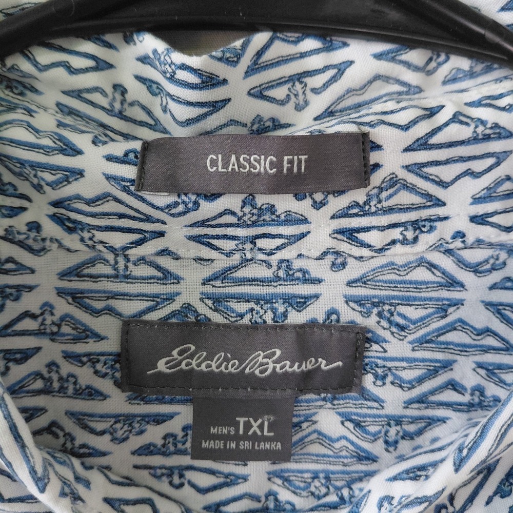 Eddie Bauer Shirt Mens XLarge Blue Classic Fit Short Sleeve Button Front Cotton - Picture 3 of 16